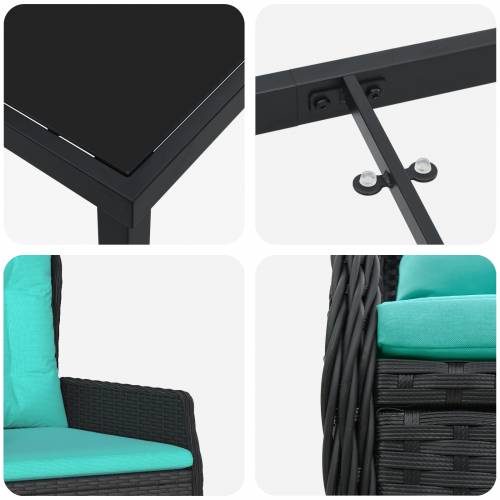 set od 5 vrtnih stolova crni poly ratan Cijena