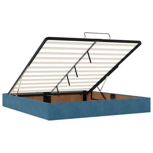 Otomanski krevet s madracem&LED tamnoplavi 180x200cm baršunasti - Tamno plava 180 x 200 cm Blok s kvadratima Cijena