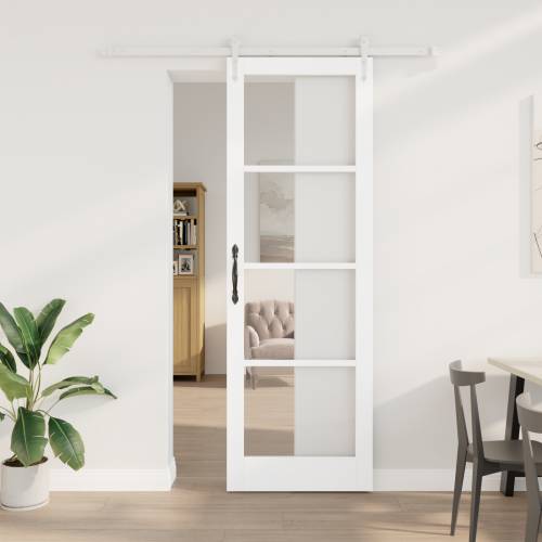 Klizna Vrata s Oprema Set Bijela 78x232 cm Čvrsta Drvena Borovina Cijena