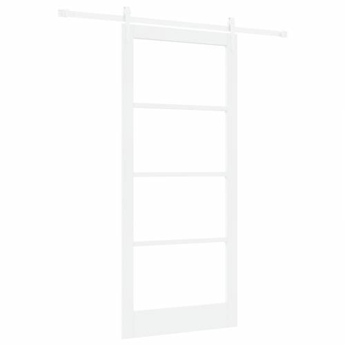 Klizna vrata s hardverom set bijela 93x211 cm čvrstog drvenog borovine Cijena
