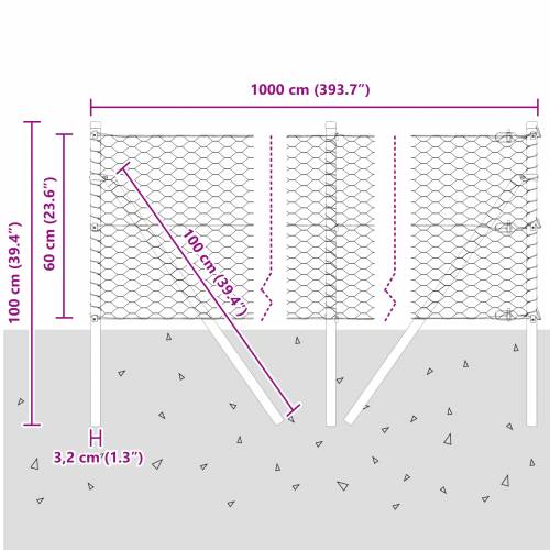 Heksagonalna Ograda Siva 0.6x10 m Čelik Cijena