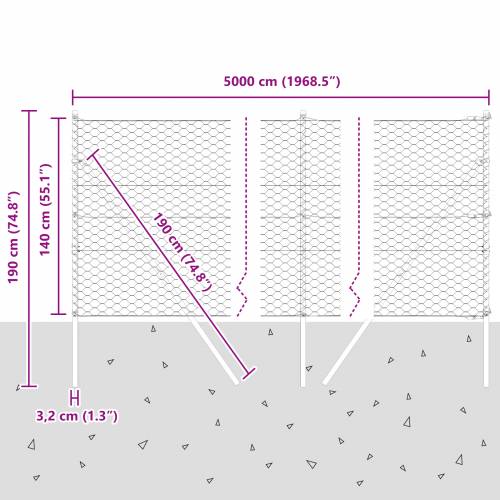 šesterokutna ograda Siva 1,4x50 m Čelik Cijena
