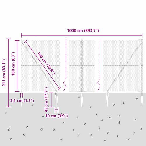 Ograda u obliku heksagona Zelena 1.6x10 m Čelik Cijena