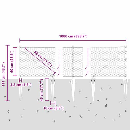 Heksagonalna Ograda Siva 0.6x10 m Čelik Cijena