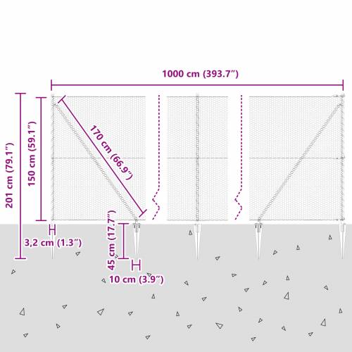 Ograda u obliku heksagona sivi 1.5x10 m čelik Cijena