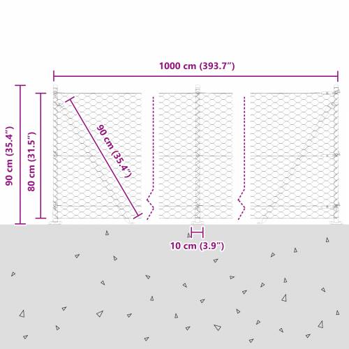 Ograda u obliku heksagona Zelena 0.8x10 m Čelik Cijena