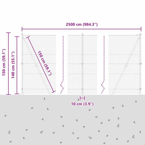 Ograda u obliku heksagona Siva 1.4x25 m Čelik Cijena