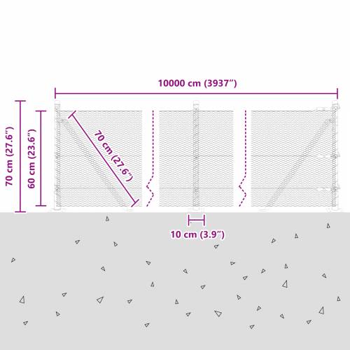 Ograda u obliku heksagona Siva 0.6x100 m Čelik Cijena