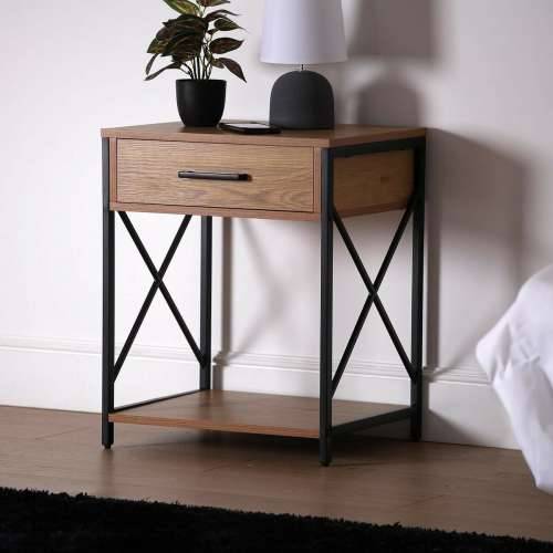 Noćni ormarić Versa Crna PVC Drvo Metal 40 x 60 x 48 cm Cijena