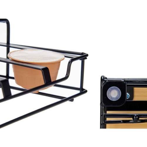 Organizator za Kapsule Kave Crna Prirodno Metal Bambus 21 x 57 x 8,5 cm Cijena