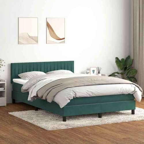 Krevet s oprugama i madracem tamnozeleni 140x210 cm baršunasti - Tamnozelena 140 x 210 cm Okomite pruge Cijena