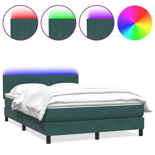 Box spring krevet s madracem tamnozeleni 140x210 cm baršunasti - Tamnozelena 140 x 210 cm Okomite pruge Cijena