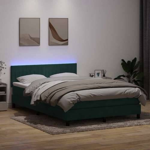 Box spring krevet s madracem tamnozeleni 140x210 cm baršunasti - Tamnozelena 140 x 210 cm Okomite pruge Cijena