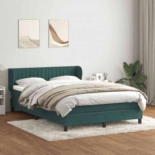 Box spring krevet s madracem tamnozeleni 140x210 cm baršunasti - Tamnozelena 140 x 210 cm Okomite pruge Cijena