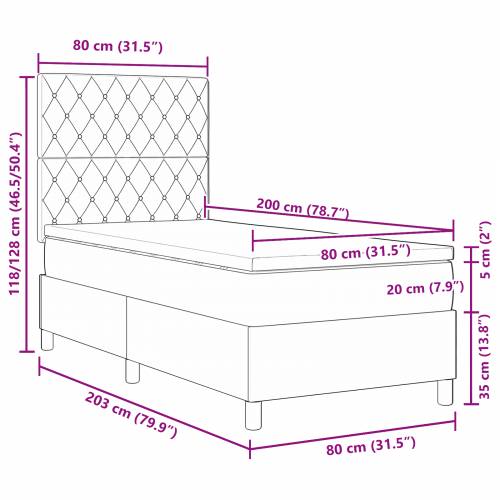 Okvir kreveta s madracem Tamno siva 80x200 cm Baršun Cijena