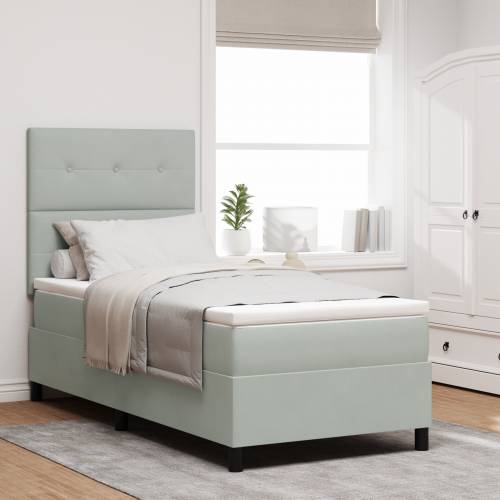 Box Spring Krevet s Madracem Svijetlo Siva 80x200 cm Baršun Cijena