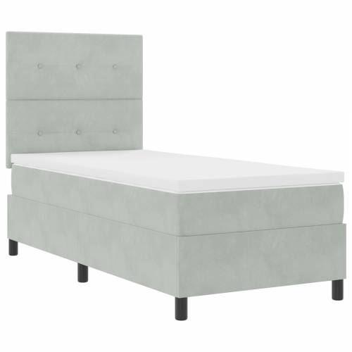Box Spring Krevet s Madracem Svijetlo Siva 80x200 cm Baršun Cijena