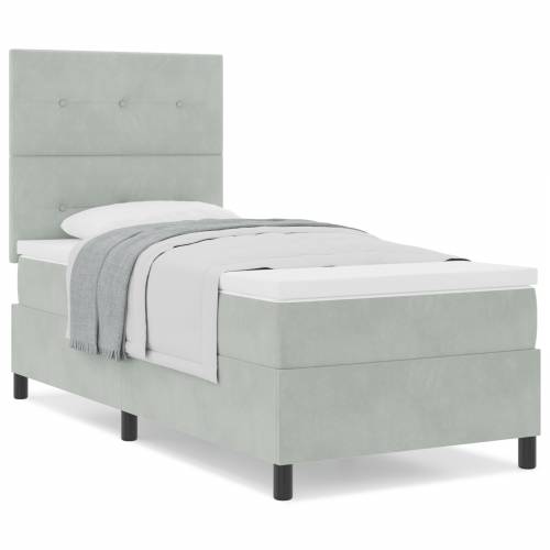 Box Spring Krevet s Madracem Svijetlo Siva 80x200 cm Baršun Cijena