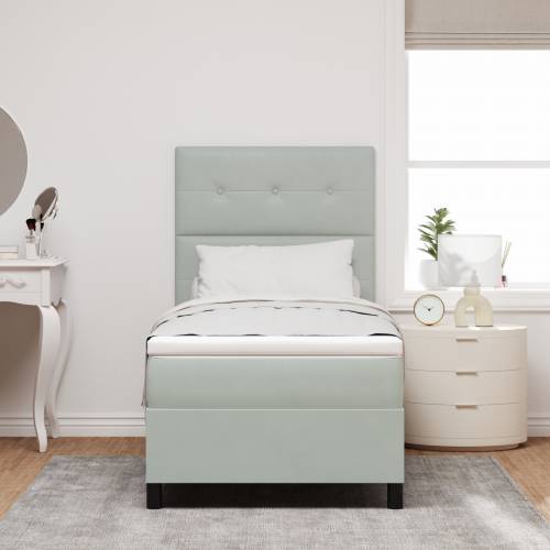 Box Spring Krevet s Madracem Svijetlo Siva 80x200 cm Baršun Cijena