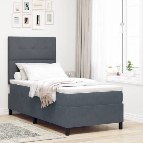 Box Spring Krevet s Madracem Tamnosiva 80x200 cm Baršun Cijena