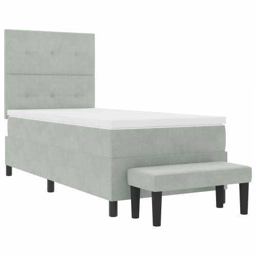 Boxspring krevet s madracem i klupom svjetlosiva 80x200 cm baršun Cijena