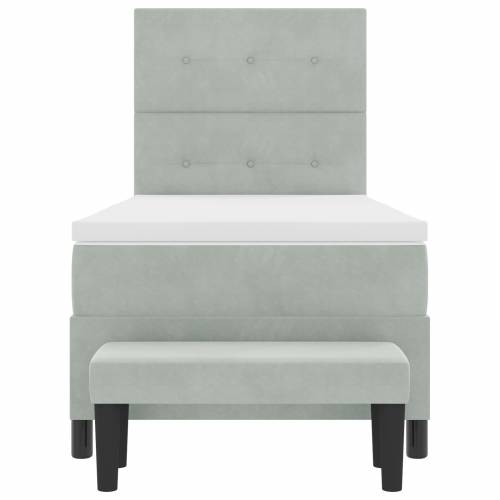 Boxspring krevet s madracem i klupom svjetlosiva 80x200 cm baršun Cijena