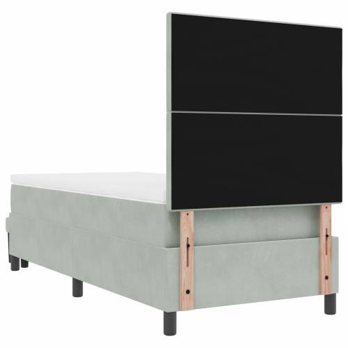 Boxspring krevet s madracem i klupom svjetlosiva 80x200 cm baršun Cijena