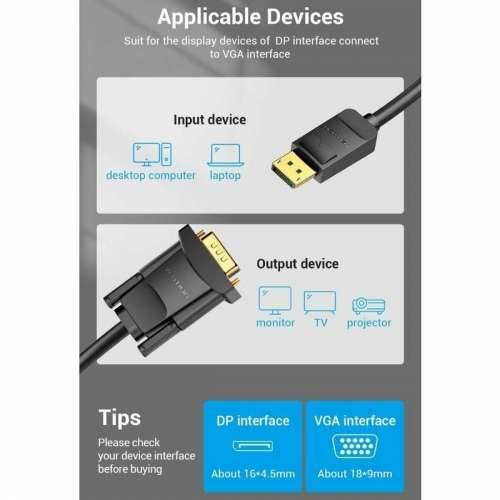Adapter DisplayPort u VGA Vention HBLBJ Crna 5 m Cijena