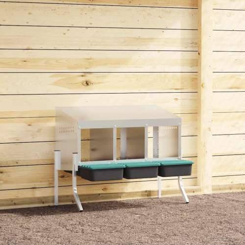 Kućica za gnijezdo za kokoši s 3 odjeljka s nogama, pocinčani čelik - 83.5 x 50 x 63/68 cm Cijena