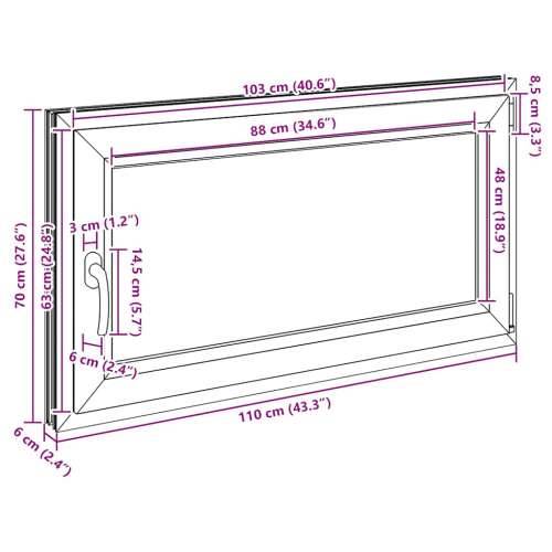 Podrumski prozor “RISOR” 110x70 cm Okretno-nagibni DIN desni bijeli - Bijela 110 x 70 cm (troslojni) 1 Naginjanje i okretanje de Cijena