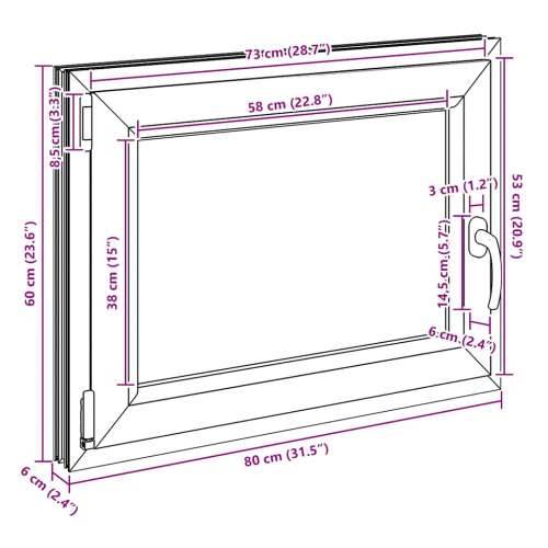Podrumski prozor “RISOR” 80x60 cm Okretno-nagibni DIN lijevi antracit - Antracit 80 x 60 cm (troslojni) 1 Naginjanje i okretanje Cijena