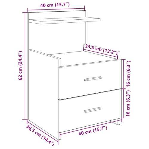 Noćni ormarići 2 kom s 2 ladice dimljeni hrast 40x36,5x62 cm - Dimljeni hrast 2 Cijena