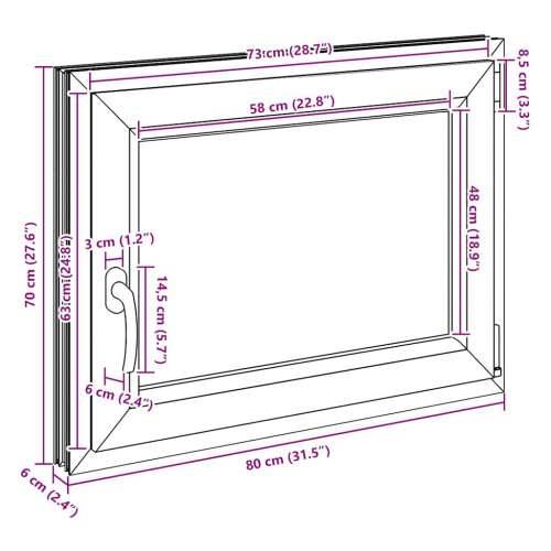 Podrumski prozor “RISOR” 80x70 cm Okretno-nagibni DIN desni bijeli - Bijela 80 x 70 cm (troslojni) 1 Naginjanje i okretanje desn Cijena