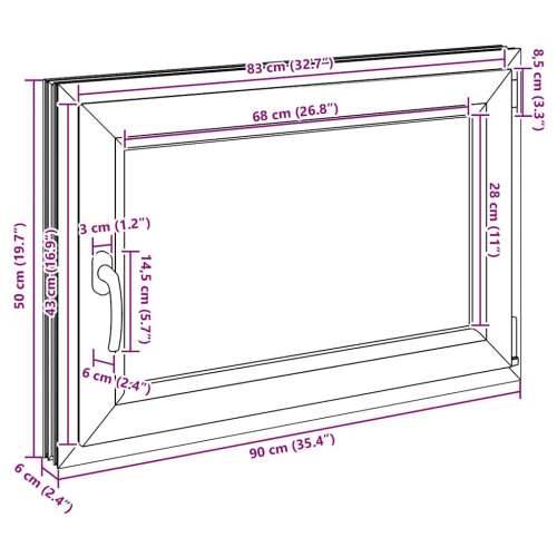 Podrumski prozor “RISOR” 90x50 cm Okretno-nagibni DIN desni bijeli - Bijela 90 x 50 cm (troslojni) 1 Naginjanje i okretanje desn Cijena