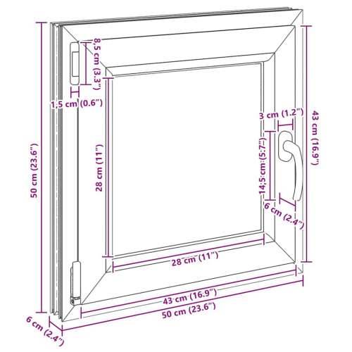 Podrumski prozor “RISOR” 50x50 cm Okretno-nagibni DIN lijevi antracit - Antracit 50 x 50 cm (dvoslojni) 1 Naginjanje i okretanje Cijena