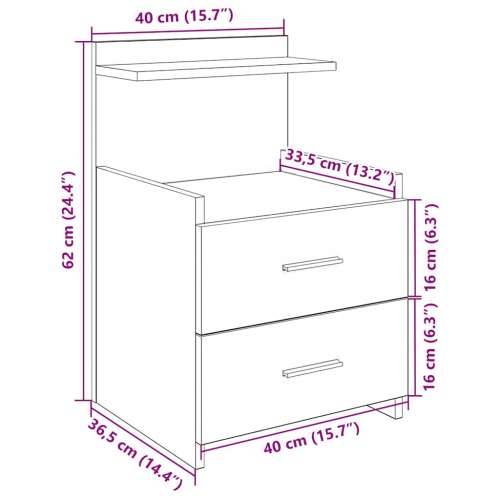 Noćni ormarići 2 kom s 2 ladice bijeli 40x36,5x62 cm - Bijela 2 Cijena