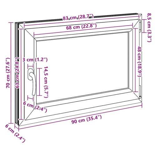 Podrumski prozor “RISOR” 90x70 cm Okretno-nagibni DIN desni bijeli - Bijela 90 x 70 cm (dvoslojni) 1 Naginjanje i okretanje desn Cijena