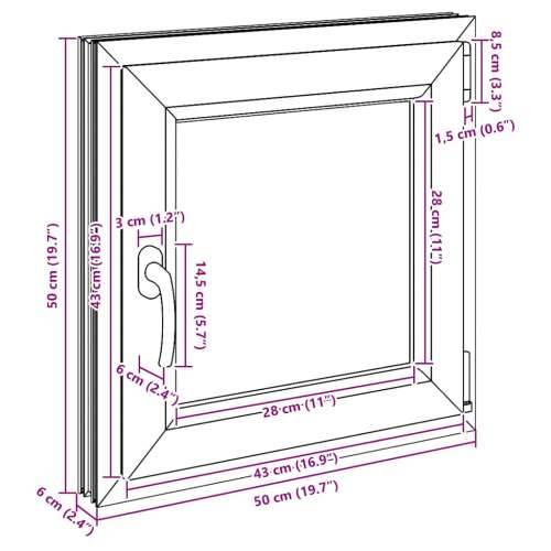 Podrumski prozor “RISOR” 50x50 cm Okretno-nagibni DIN desni bijeli - Bijela 50 x 50 cm (troslojni) 1 Naginjanje i okretanje desn Cijena