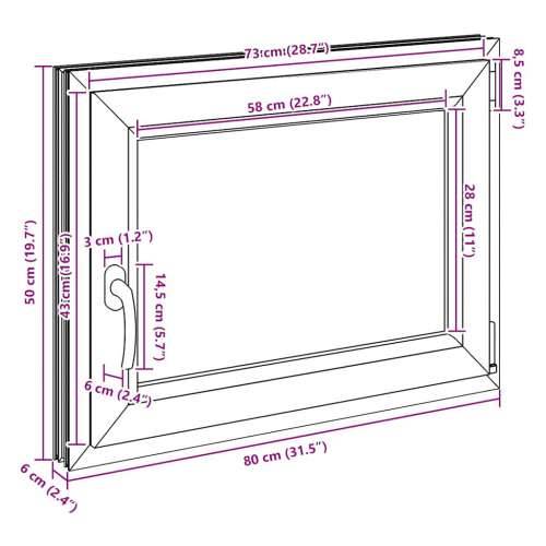 Podrumski prozor “RISOR” 80x50 cm Okretno-nagibni DIN desni bijeli - Bijela 80 x 50 cm (troslojni) 1 Naginjanje i okretanje desn Cijena