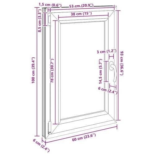 Podrumski prozor “RISOR” 60x100 cm Okretno-nagibni DIN lijevi antracit - Antracit 60 x 100 cm (dvoslojni) 1 Naginjanje i okretan Cijena