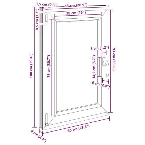 Podrumski prozor “RISOR” 60x100 cm Okretno-nagibni DIN lijevi antracit - Antracit 60 x 100 cm (troslojni) 1 Naginjanje i okretan Cijena