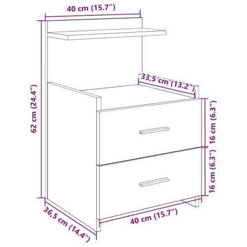 Noćni ormarići 2 kom s 2 ladice crne boje 40x36,5x62 cm - Crna 2 Cijena