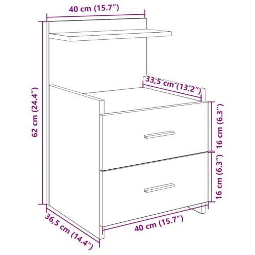 Noćni ormarić s 2 ladice sivi Sonoma 40x36,5x62 cm - Sivi hrast sonoma 1 Cijena