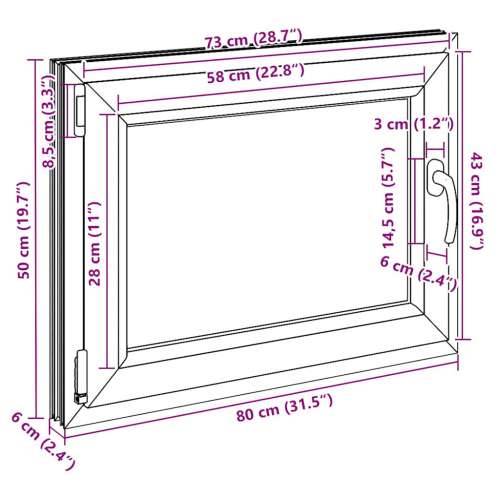 Podrumski prozor “RISOR” 80x50 cm Okretno-nagibni DIN lijevi bijeli - Bijela 80 x 50 cm (dvoslojni) 1 Naginjanje i okretanje lij Cijena