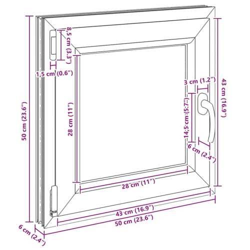 Podrumski prozor “RISOR” 50x50 cm Okretno-nagibni DIN lijevi bijeli - Bijela 50 x 50 cm (troslojni) 1 Naginjanje i okretanje lij Cijena