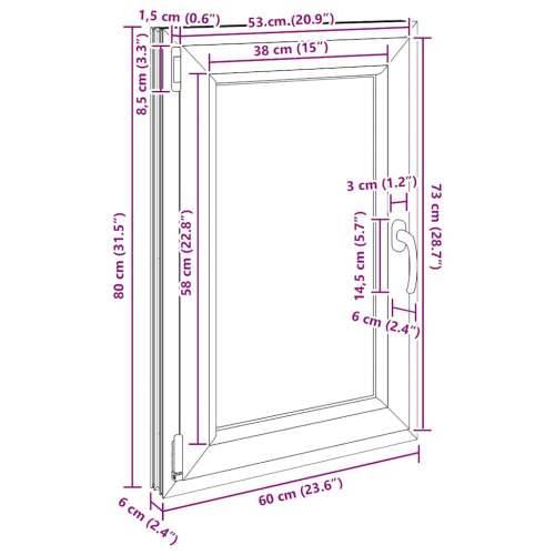 Podrumski prozor “RISOR” 60x80 cm Okretno-nagibni DIN lijevi antracit - Antracit 60 x 80 cm (dvoslojni) 1 Naginjanje i okretanje Cijena