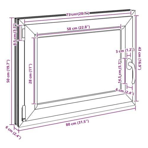 Podrumski prozor “RISOR” 80x50 cm Okretno-nagibni DIN lijevi antracit - Antracit 80 x 50 cm (troslojni) 1 Naginjanje i okretanje Cijena