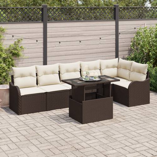 7 Delni Vrtni Sofa Set sa Jastučićima Smeđi Poli Ratan Cijena