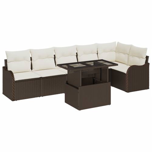 7 Delni Vrtni Sofa Set sa Jastučićima Smeđi Poli Ratan Cijena