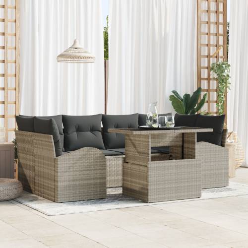 Set vrtnih sofa od 7 dijelova s jastučićima Svjetlosiva Poli ratan Cijena